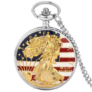 Золотая Статуя Свободы Американский Флаг цепочка брелок часы