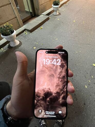 Apple iPhone: IPhone 14 Pro, 128 GB, Deep Purple, Qırıq, Face ID, Sənədlərlə