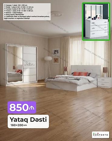 acarlar desti: Yataq dəsti – 160×200 sm Komplekt: - Çarpayı: 1 ədəd, 160×200 sm - — 1