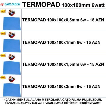z fold 3: ⭐Termopad 100x100x0,5mm 6w – 15 AZN ⭐Termopad 100x100x1mm 6w – 15 AZN