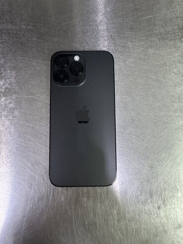 б у телефоны ми: IPhone 14 Pro Max, Колдонулган, 128 ГБ, Black Titanium, Заряддоочу түзүлүш, Каптама, Кабель, 95 %