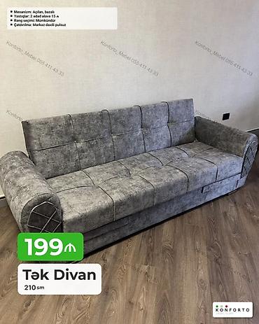 Tək Divan – 210 sm - Mexanizm: açılan, bazalı (yataq funksiyalı və