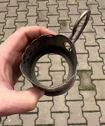 podstakan: Antik metal stəkanaltı (podstakannik) - Material: gümüş rəngli metal — 5