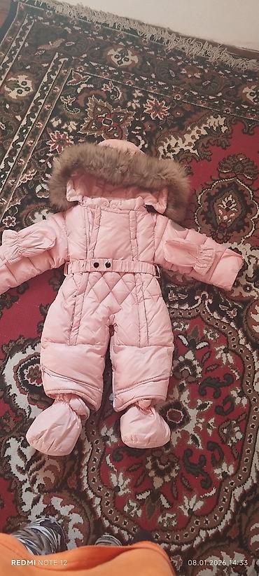 Верхняя одежда: Зимний детский комбинезон-трансформер, розовый. - Теплый стеганый — 3