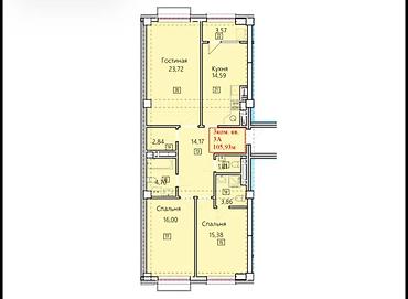 квартира село восток: 3 комнаты, 105 м², Асанбай мкр Элитка, 14 этаж, ПСО (под самоотделку) — 4