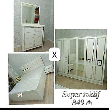 ustol ustul: Yataq otağı mebel dəsti – ağ rəngdə, modern dizayn. Tərkib: - Geniş — 1