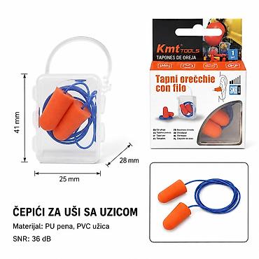 KMT Tip PU set čepića za uši sa uzicom – narandžasti PU + plava PVC