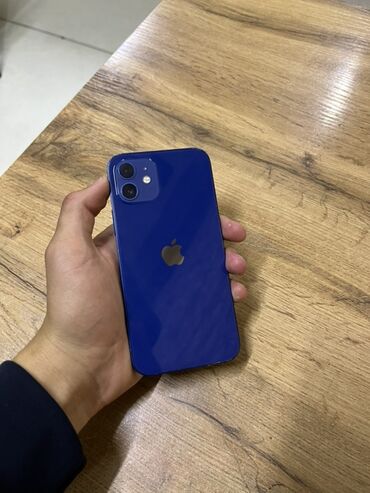 компьютер айфон: IPhone 12, Колдонулган, 128 ГБ, Көк, Коргоочу айнек, Каптама, 100 %