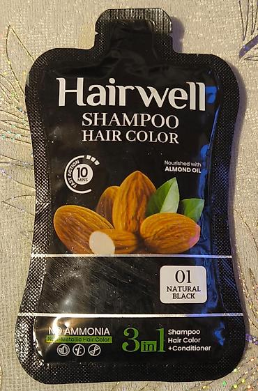 sac kraskası: Hairwell Shampoo Hair Color 01 Natural Black saç boyası şampunu — 2
