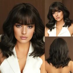 Perike i klipse: Perike od sintetičkih vlakana – crna boja - Stilovi: duga ravna sa — 5