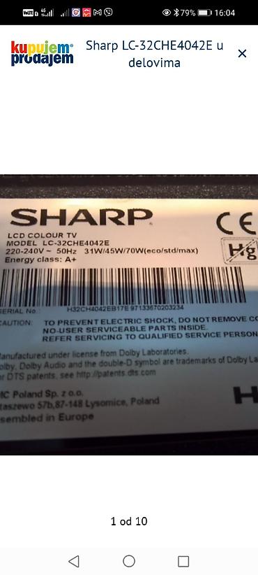 Aksesoari za TV i video: Sharp LC-32CHE4042E – delovi Rastavljen LCD TV Sharp LC-32CHE4042E na lalafo.rs — 2 Aksesoari za TV i video: Sharp LC-32CHE4042E – delovi Rastavljen LCD TV Sharp LC-32CHE4042E — 2