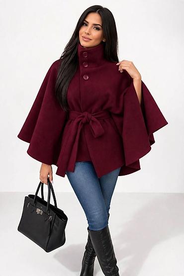 terranova helanke: Ženska elegantna kapa-pončo jakna sa pojasom - Model: kratki — 3