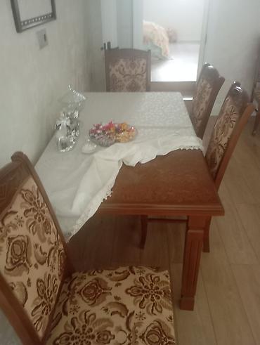 Ağac yemək dəsti – masa və 4 stul - Material: massiv ağac karkas lalafo.az -da Ağac yemək dəsti – masa və 4 stul - Material: massiv ağac karkas