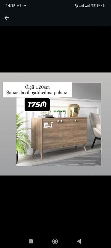 Komodlar: Modern taxta komod - Ölçü: 120 sm - Material: ağac teksturalı laminat — 1