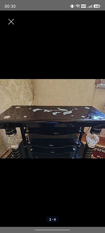 ТВ-стенды: Şüşə rəfli TV stendi - Rəng: qara, parlaq səthli - Material: qalın — 2