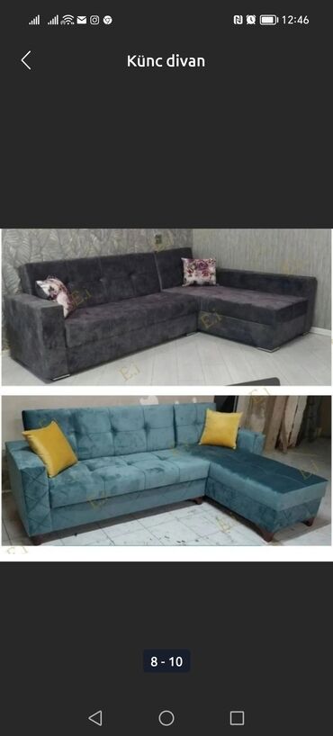 Divanlar: Künc divan, Yeni, Açılan, Bazalı, Parça, Ödənişli çatdırılma — 12