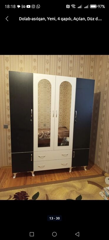 Dolablar: Yeni, Açılan, 4 qapılı Düz dolab, Dolab-asılqan — 10