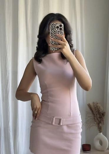 583 proba: Zara Платье-мини без рукавов в нежно-розовом цвете. Размер S Оригинал — 1