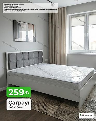 Çarpayı – 160×200 sm - Mexanizm: açılmayan, bazasız - Matras: 1 ədəd