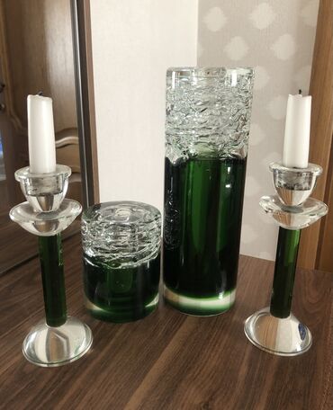 xrustal vaz: Подсвечники и декоративные вазы (комплект)