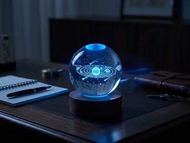 плазма шар: Кристальный 3D-глобус «Солнечная система» с LED‑подсветкой на — 1