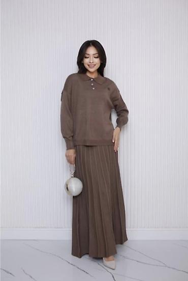 туники женские: Костюм с юбкой, Модель юбки: Плиссе, Макси, Кофта, M, L, XL — 2