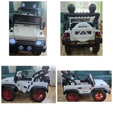 роботы на радиоуправлении: Uşaq elektrikli maşın – off-road jeep stili - Korpus: ağ rəngli, AMG