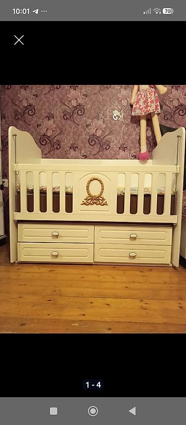 uşaqlar ucun lovhə: Uşaq beşiyi – “Baby Mood” model - Rəng: ağ, qızılı dekor elementlə — 3