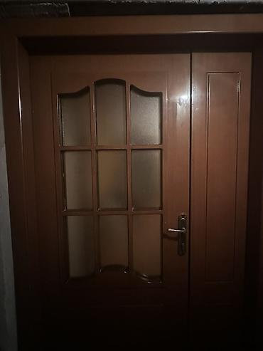 taxta parket: İkiqat taxta otaq qapısı – şüşəli dizayn - Material: ağac (qəhvəyi — 3