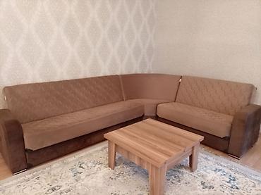madeyra tek carpayi: Künc divan dəsti – qəhvəyi tonlarda, yumşaq və toxuması zərif parça — 4