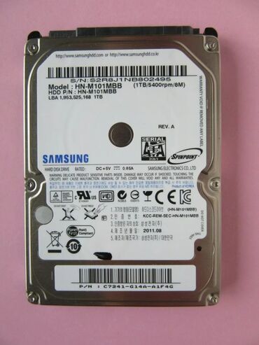 Жесткие диски, переносные винчестеры: Накопитель, Б/у, Samsung, HDD, 1 ТБ, 2.5"