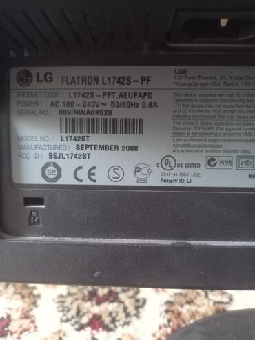 монитор бу купить: Монитор, LG, Колдонулган, 17" - 18"