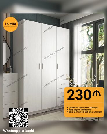 Divanlar: Yeni, 3 qapılı Qarderob, paltar dolabı