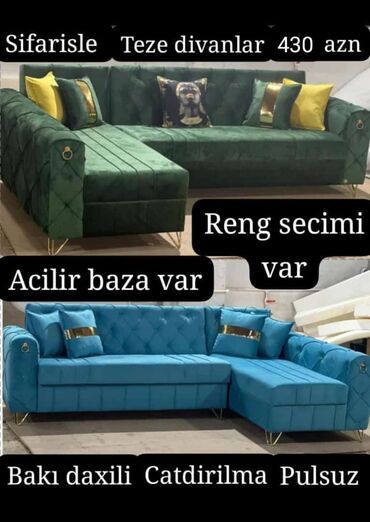 Masa və oturacaq dəstləri: Künc divan, Açılan, Bazalı