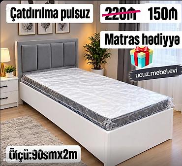 Məhsul: Tək nəfərlik çarpayı - Ölçü: 90 sm x 2 m - Rəng: ağ korpus