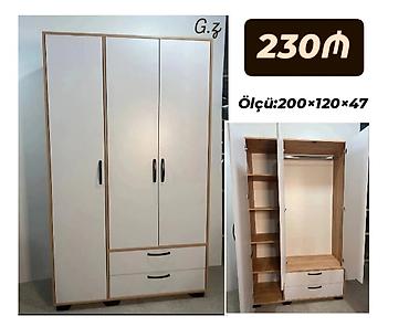 soba borusu: Üç qapılı paltar dolabı - Ölçü: 200 × 120 × 47 sm - Rəng: ağ — 1
