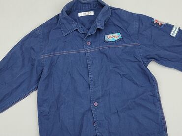 koszulki polo z długim rękawem: Koszula 5-6 lat, stan - Zadowalający, wzór - Jednolity kolor, kolor - Niebieski