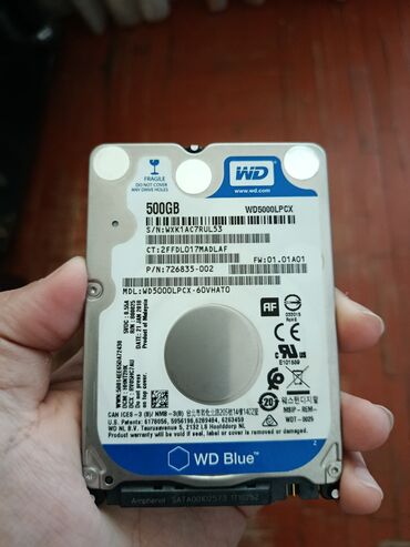 hhd: Daxili Sərt disk (HDD) Western Digital (WD), 512 GB, 7200 RPM, 2.5", İşlənmiş