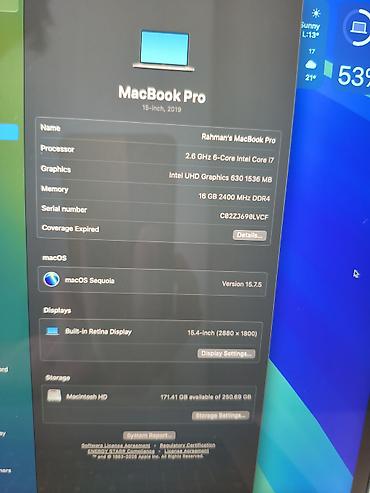 macbook pro 17: Apple MacBook Pro 15" (2019) – Space Gray - Ekran: 15 düym Retina - — 5
