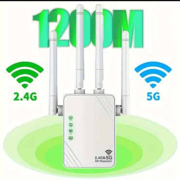 Modemlər və şəbəkə avadanlıqları: Wifi repeater AC1200 iki zolaqlı 2.4g və 5g dəstəkləyir