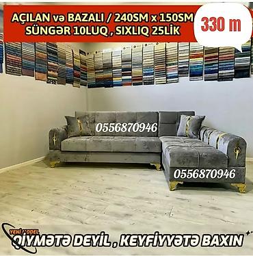 kreditle kunc divanlar: Künc divan, Qonaq otağı üçün, Parça, Bazalı, Açılan — 1