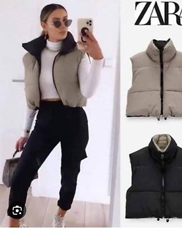 boho ogrlice: Puf prsluk – kratki model sa visokim kragnom i zip kopčanjem. Dva — 1
