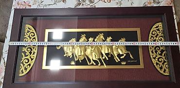 listir: Satılır – 24K Gold Leaf dekorativ tablo (8 At Motivli) Evinizə və ya — 7
