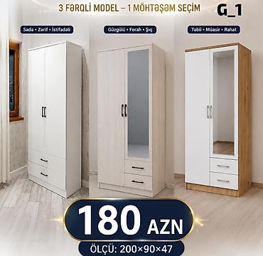 skaf islenmis: Yeni, 2 qapılı, Güzgülü, Ağ, Açılan, Düz dolab — 1