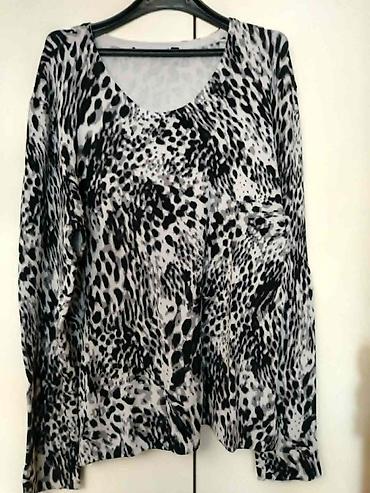 pidzama sa srcima: Ženska bluza sa dugim rukavima, crno‑sivi animal print — 1