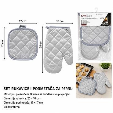 KMT Srebrne rukavice za mikrotalasnu pećnicu + prostirka (set 2 dela)