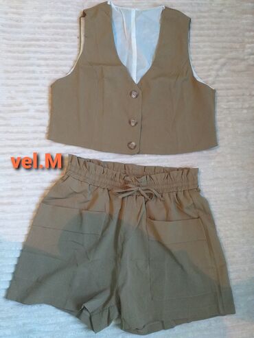 pantalone i prsluk komplet: M (EU 38), Jednobojni, bоја - Maslinasto zelena