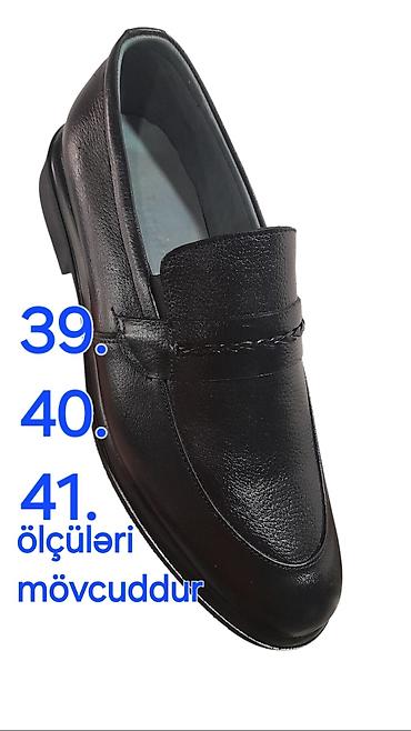 ayqqabı: Klassik kişi ayaqqabısı – qara rəng, hamar və yüngül təbi dəri üstlük — 1