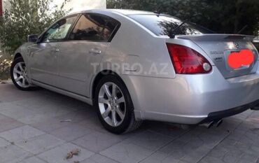 mersedes qapi: Nissan Maxima sedan avtomobili, gümüşü rəngdədir və idman görünüşü