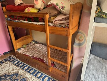 детская кровать двухъярусная: Балдар үчүн эки ярустуу, Жаңы, Табигый жыгач, түсү - Күрөң